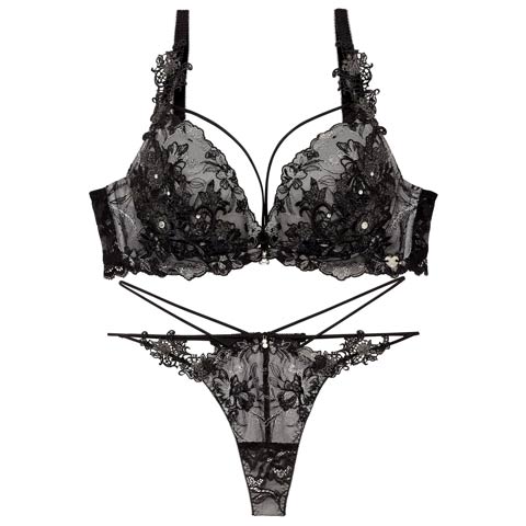 4/3新作!【明日花キララプロデュース/WhipBunny】Jewelry Bloom Lace Bra&T-back / ジュエリーブルームレースブラ＆Tバック[推し](レーヴブラック-B65/ショーツM)