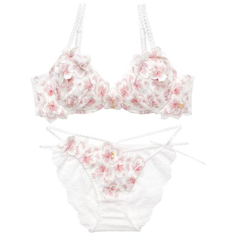 3/6新作!【明日花キララプロデュース/WhipBunny】Luminous Cherry Blossom Bra&Shorts / ルミナスチェリーブロッサムブラ＆ショーツ[推し](ホワイトブロッサム-B65/ショーツM)