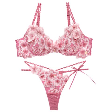 3/6新作!【Tバック】【明日花キララプロデュース/WhipBunny】Luminous Cherry Blossom Bra&&T-back / ルミナスチェリーブロッサムブラ＆Tバック[推し](ピンクブロッサム-B65/ショーツM)