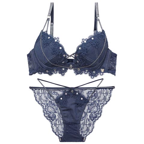 4/17新作!【明日花キララプロデュース/WhipBunny】Luxury Bijou Studs Bra&Shorts / ラグジュアリービジュースタッズブラ＆ショーツ[推し](デニムブルー-B65/ショーツM)