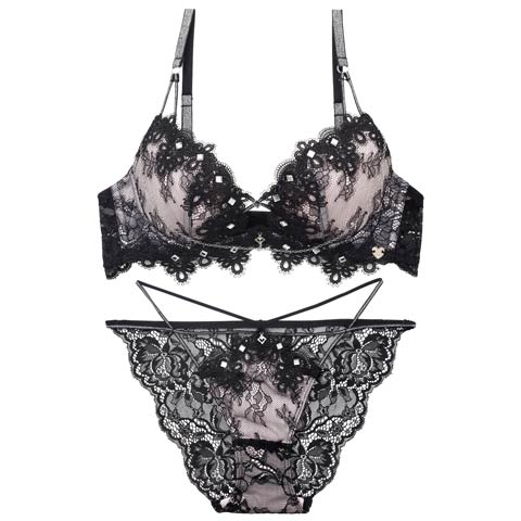 4/17新作!【明日花キララプロデュース/WhipBunny】Luxury Bijou Studs Bra&Shorts / ラグジュアリービジュースタッズブラ＆ショーツ[推し](レースブラック-B65/ショーツM)