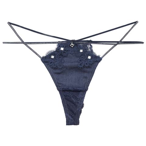 4/17新作!【明日花キララプロデュース/WhipBunny】Luxury Bijou Studs Shorts / ラグジュアリービジュースタッズショーツ(デニムブルー/Tバック-M)