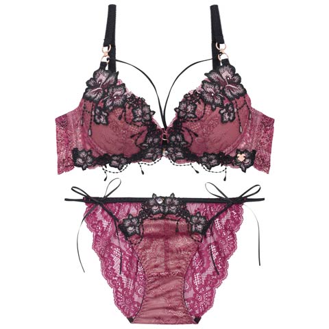 5/29新作!【明日花キララプロデュース/WhipBunny】Noble Jewel Rose Bra&Shorts / ノーブルジュエルローズブラ＆ショーツ[推し](ダスティワイン-B65/ショーツM)