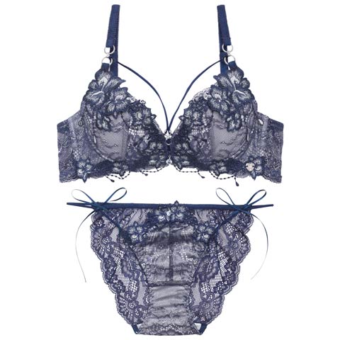 5/29新作!【明日花キララプロデュース/WhipBunny】Noble Jewel Rose Bra&Shorts / ノーブルジュエルローズブラ＆ショーツ[推し](ロイヤルネイビー-B65/ショーツM)