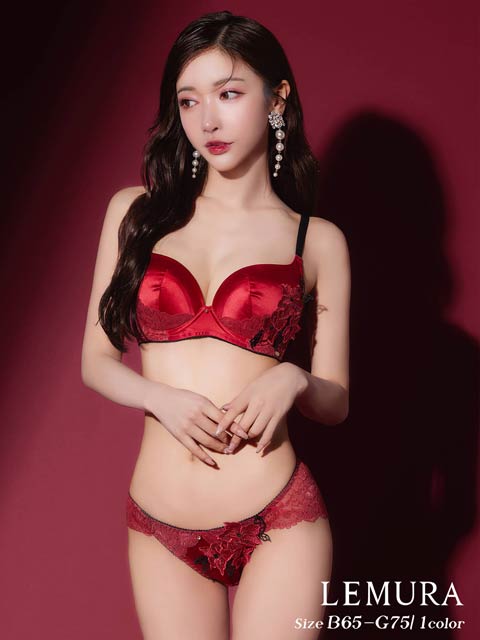 【Rちゃんプロデュース/LEMURA】Satin chemicalmotif Lingerie-フルバックセット- [推し]