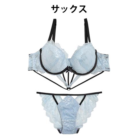 【LARME】Dreamy bouquet Bra&Shorts/Sax ドリーミーブーケブラ&ショーツ/サックス(サックス-A65)