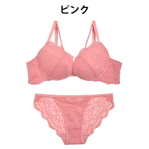【LARME】Sensual all lace Bra&Shorts/Pink センシュアルオールレースブラ&ショーツ/ピンク(ピンク-A65)