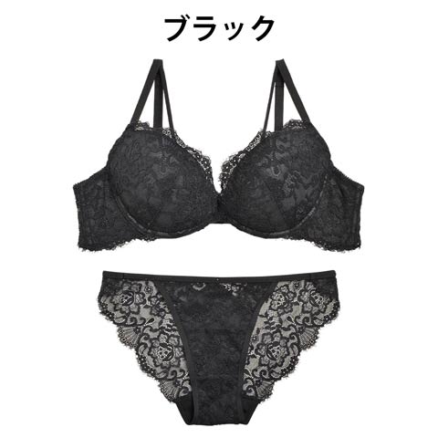 【LARME】Sensual all lace Bra&Shorts/Black センシュアルオールレースブラ&ショーツ/ブラック(ブラック-A65)