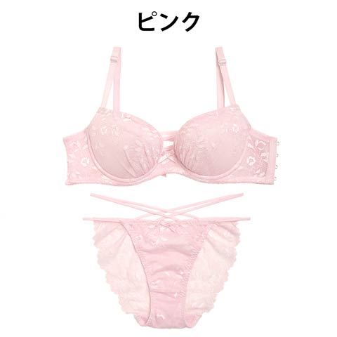 【LARME】Airy Flower Bra&Shorts/Pink エアリーフラワーブラ&ショーツ/ピンク(ピンク-A65)