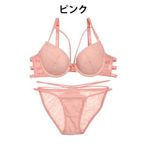 【LARME】Feminine Dots Bra&Shorts/pink フェミニンドット ブラ&ショーツ/ピンク(PNK-A65)