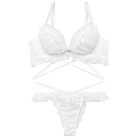 【YouTuber流那プロデュース/Lulumerry】エンジェルフリル 盛りもっと ブラジャー&ショーツ /ホワイト[推し](ホワイト/ハーフバック-A65)