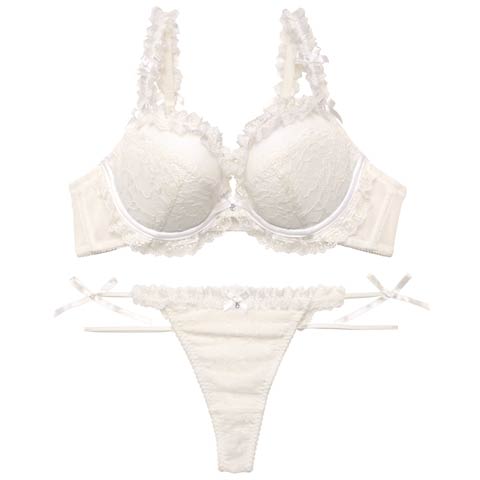 【YouTuber流那プロデュース/Lulumerry】クラシカルレース 盛りもっと ブラジャー&ショーツ /ホワイト(ホワイト/ハーフバック-A65)