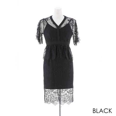 【GRACIANA】Black Chic See-through Lace Onepiece(ブラック-Sサイズ)