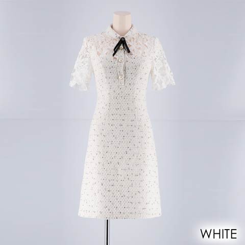 Vintage Tweed Onepiece(ホワイト-Sサイズ)