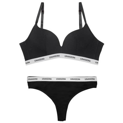 10/27新作!【ノンワイヤー】Bust Make Sporty Logo Bra ＆ Cotton Logo Tape Shorts[推し][人気](ブラック/Tバック-M)