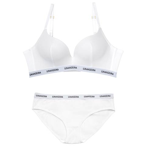 10/27新作!【ノンワイヤー】Bust Make Sporty Logo Bra ＆ Cotton Logo Tape Shorts[推し][人気](ホワイト/フルバック-M)