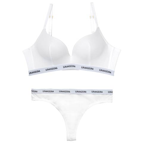 10/27新作!【ノンワイヤー】Bust Make Sporty Logo Bra ＆ Cotton Logo Tape Shorts[推し][人気](ホワイト/Tバック-M)