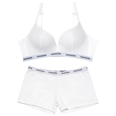 10/27新作!【ノンワイヤー】Bust Make Sporty Logo Bra ＆ Cotton Logo Tape Shorts[推し][人気](ホワイト/ボクサー-M)