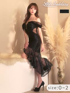 [桜井みづき着用♡小さめサイズドレス]SEXY谷間ジップにウエスト透けで美くびれ叶うマーメイドキャバドレス[Petit Madeleine プティマドレーヌ]