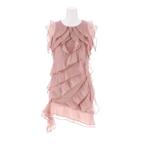 [0～3サイズ]アシンメトリーフリルシフォンタイトミニ丈キャバドレス[4サイズ展開][Petit Madeleine プティマドレーヌ](ダスティピンク-0サイズ)