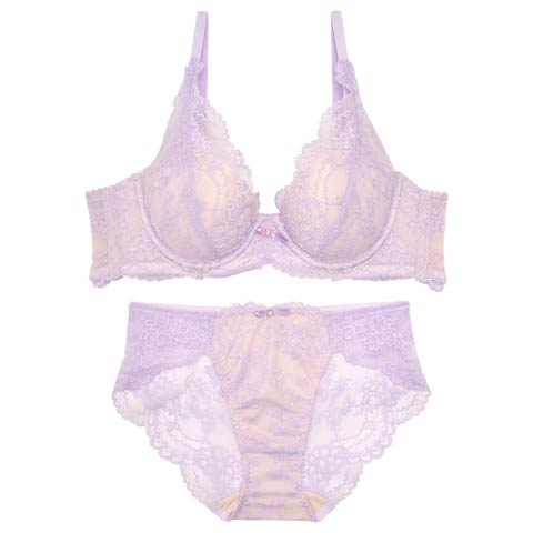 12/19新作!【かとゆり着用】Ballerina Lace Bra＆shorts バレリーナレースブラ&バック透けフルバックショーツ/ LAVENDER[推し][人気](ラベンダー-B65/ショーツM)