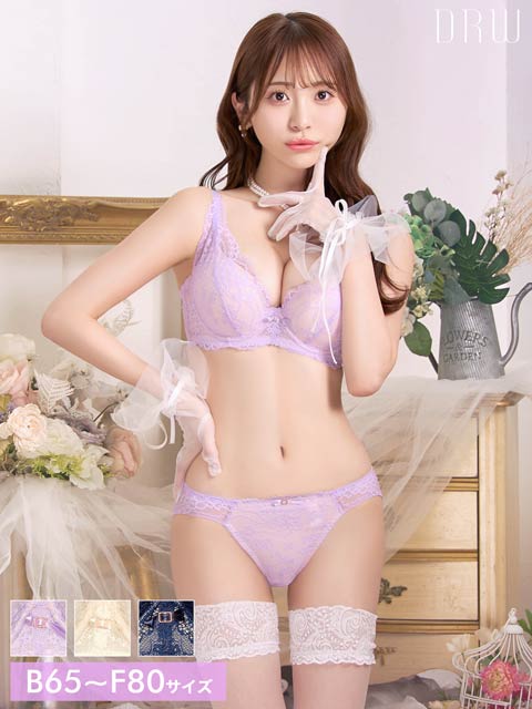12/19新作!【かとゆり着用】Ballerina Lace Bra＆shorts バレリーナレースブラ&バック透けフルバックショーツ/ LAVENDER[推し][人気]