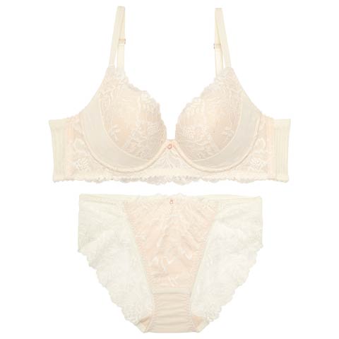 10/31新作!【ダレノガレ明美プロデュース/GARRONE】Masquerade Luxury Bra＆shorts マスカレードラグジュアリーブラ＆バック透けフルバック[推し](アイボリー-B65/ショーツM)