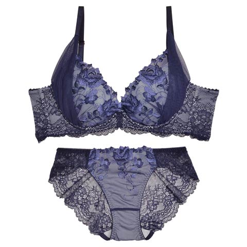 10/31新作!【ダレノガレ明美プロデュース/GARRONE】rose antique bra＆shorts ローズ アンティーク ブラ＆バック透けフルバック[推し](ネイビー-B65/ショーツM)