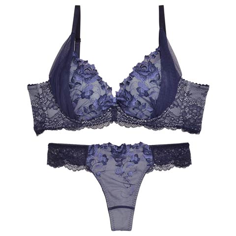 10/31新作!【Tバック】【ダレノガレ明美プロデュース/GARRONE】rose antique bra＆T-back ローズ アンティーク ブラ＆バック透けTバック[推し](ネイビー-B65/ショーツM)