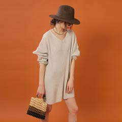 10/23UP【thorio port House】Color nep rib nknit OP