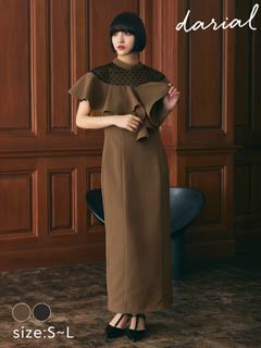 10/16新作!【darial】dot flare high neck dress / ドットフレアハイネックドレス[SML/3サイズ展開]