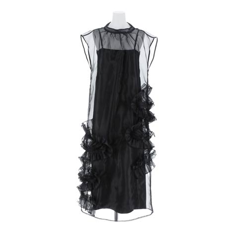 10/16新作!【darial】organdy volume skirt dress / オーガンジーボリュームスカートドレス [SM/2サイズ展開](ブラック-Sサイズ)