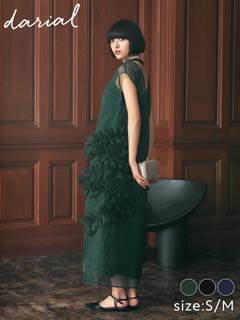 10/16新作!【darial】organdy volume skirt dress / オーガンジーボリュームスカートドレス [SM/2サイズ展開]