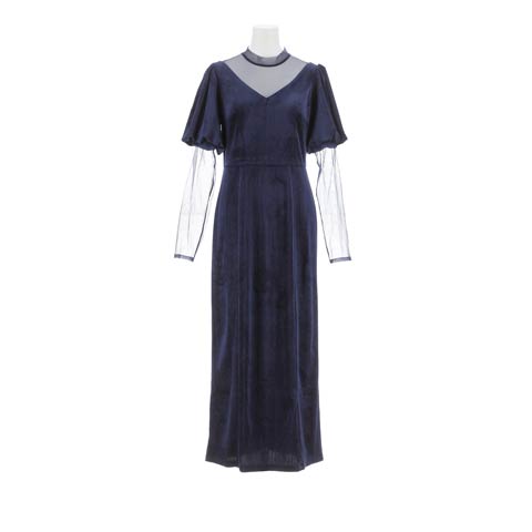 10/16新作!【darial】lame velvet dress / ラメベロアドレス[SML/3サイズ展開](ネイビー-Sサイズ)