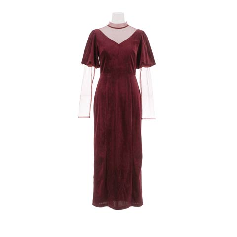 10/16新作!【darial】lame velvet dress / ラメベロアドレス[SML/3サイズ展開](レッド-Sサイズ)
