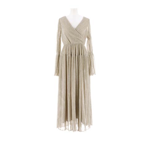 10/16新作!【darial】lame pleats dress / ラメプリーツドレス [SM/2サイズ展開](シルバー×ゴールド-Sサイズ)