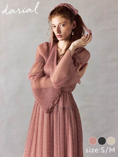 10/16新作!【darial】lame pleats dress / ラメプリーツドレス [SM/2サイズ展開]