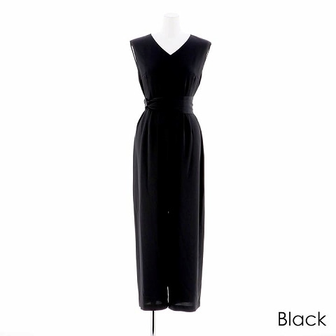 ハイウエストスピンドルオールインワンパンツドレス new(ブラック-Sサイズ)