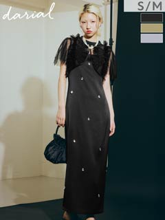 【予約販売/2月24日頃より順次発送】2/18新作!【darial】satiin bijou set dress / サテンビジューセットドレス[SM/2サイズ展開]