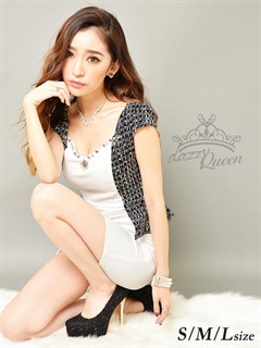 [SML/3サイズ]カラフルツイード切り替えペプラムタイトミニドレス