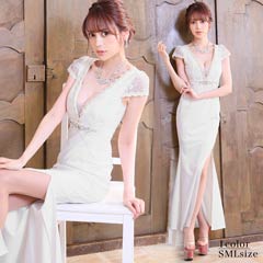 [XS～Lサイズ]ゴージャスビジュータイトロングドレス[3サイズ展開]