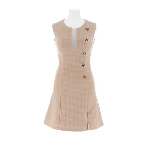 7/30新作![MOARADY][姉ドレス]ノースリーブフロントシアースリットAラインミニ丈キャバドレス[SML/3サイズ展開](ブラウン-Sサイズ)