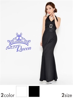 [M/Lサイズ]バックル付きホルターロングドレス[2サイズ展開]