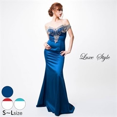 [Alice]繊細ビジューオフショルダーマーメイドロングドレス[16003A]