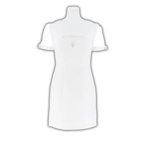 7/18新作!ワッフルラメカットアウトシアースリーブタイトミニ丈キャバドレス[SML/3サイズ展開](ホワイト-Sサイズ)