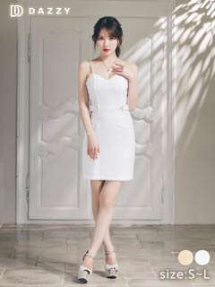 9/17新作!パステルツイードチェーンキャミソールタイトミニ丈キャバドレス[SML/3サイズ展開]*