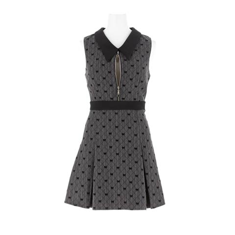 11/11再販![明日花キララ着用]胸元ジップでアナタ好みに調節OK★人気プリーツ型Aラインミニ丈キャバドレス(ダークグレー-Sサイズ)