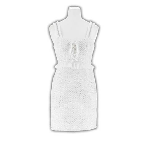 9/1新作!レースアップスパンコールフリルノースリーブタイトミニ丈キャバドレス[SML/3サイズ展開](ホワイト-Sサイズ)