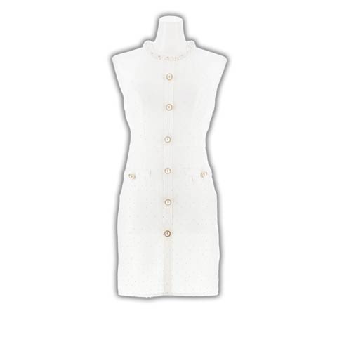 9/19新作!ラメツイードパールビジューアメスリタイトミニ丈キャバドレス[SML/3サイズ展開](ホワイト-Sサイズ)