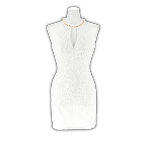 11/10新作!モテ確定?谷間カットで惹きつけるアメスリキャバドレス[SML/3サイズ展開](ホワイト-Sサイズ)